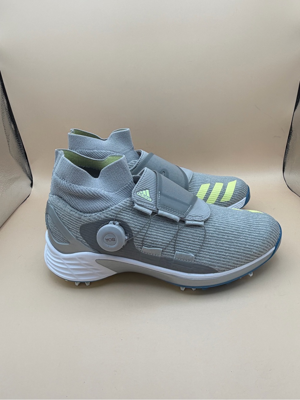 Adidas Women’s Size 9 Gray Knit W ZG21 Motion Boa Golf Shoes with Yellow Accents